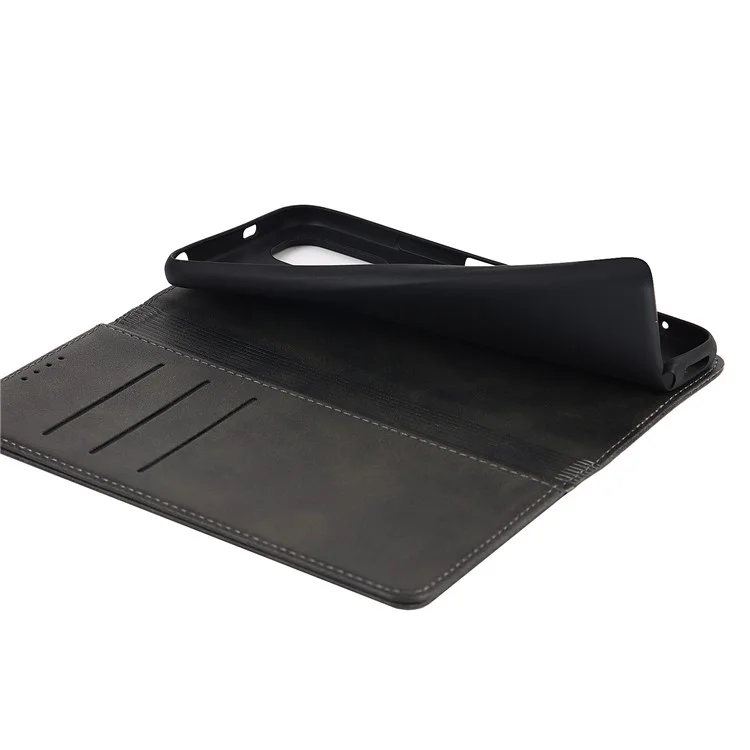 Магнитно -поглощение Кожи Кожи Shockpereper Tpu Стенда Flip Wallet Cover Для Xiaomi Redmi Note 10 je - Черный