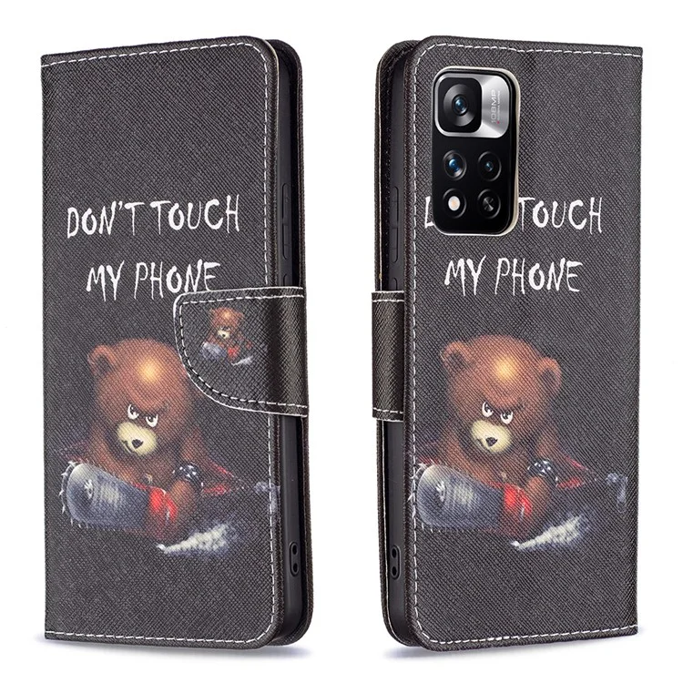 Pattern Printing PU Leather Folio Flip Stand Wallet Cover Shockproof Phone Case Shell for Xiaomi Redmi Note 11 Pro 5G (China) (MediaTek)/Note 11 Pro+ 5G - Bear