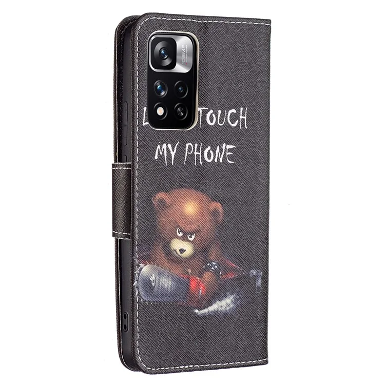 Pattern Printing PU Leather Folio Flip Stand Wallet Cover Shockproof Phone Case Shell for Xiaomi Redmi Note 11 Pro 5G (China) (MediaTek)/Note 11 Pro+ 5G - Bear