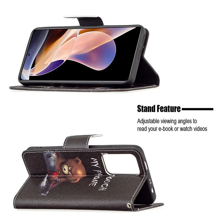 Pattern Printing PU Leather Folio Flip Stand Wallet Cover Shockproof Phone Case Shell for Xiaomi Redmi Note 11 Pro 5G (China) (MediaTek)/Note 11 Pro+ 5G - Bear