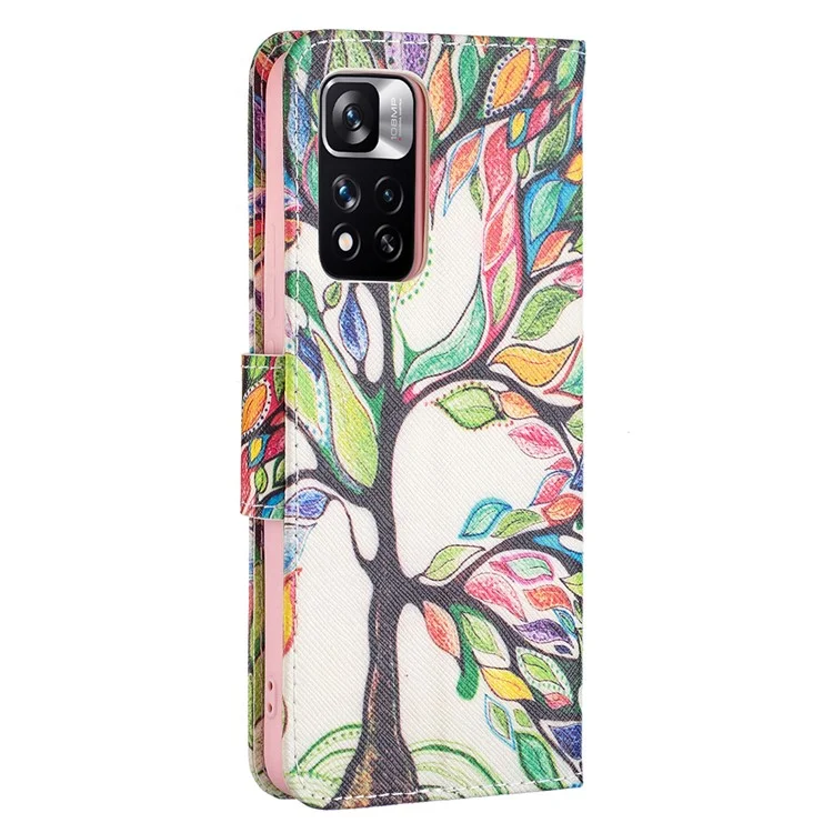 Étui Portefeuille Rabattable avec Motif Imprimé en Cuir PU, Support, Coque de Protection Antichoc pour Xiaomi Redmi Note 11 Pro 5G (Chine) (MediaTek)/Note 11 Pro+ 5G - Arbre de Vie