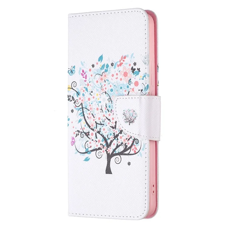 Impresión de Patrones PU Cuero Folio Flip Soport Cover de la Billetera de la Carcasa Del Teléfono a Prueba de Choque Para Xiaomi Redmi Note 11 Pro 5G (China) (mediatek)/nota 11 Pro+ 5G - Árbol de Flores