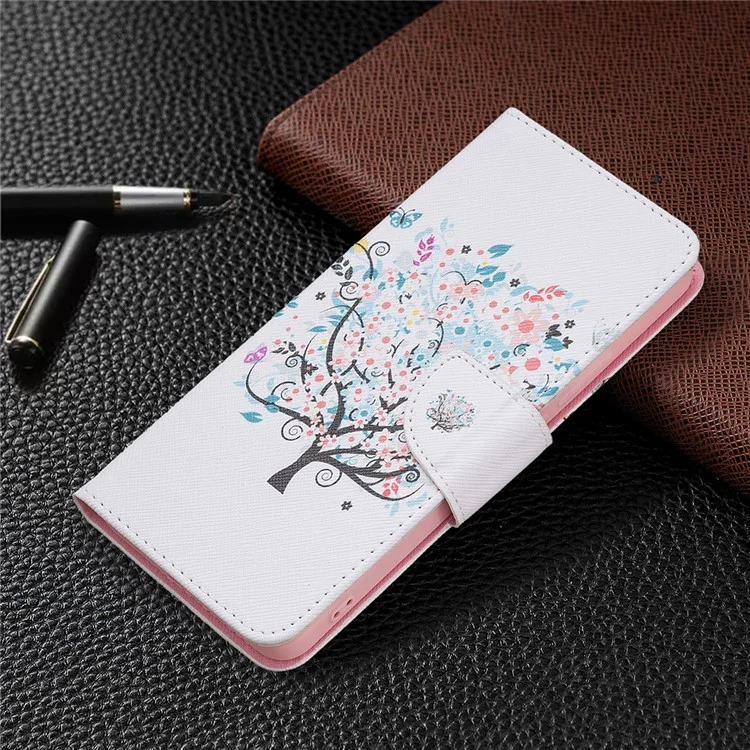 Impresión de Patrones PU Cuero Folio Flip Soport Cover de la Billetera de la Carcasa Del Teléfono a Prueba de Choque Para Xiaomi Redmi Note 11 Pro 5G (China) (mediatek)/nota 11 Pro+ 5G - Árbol de Flores