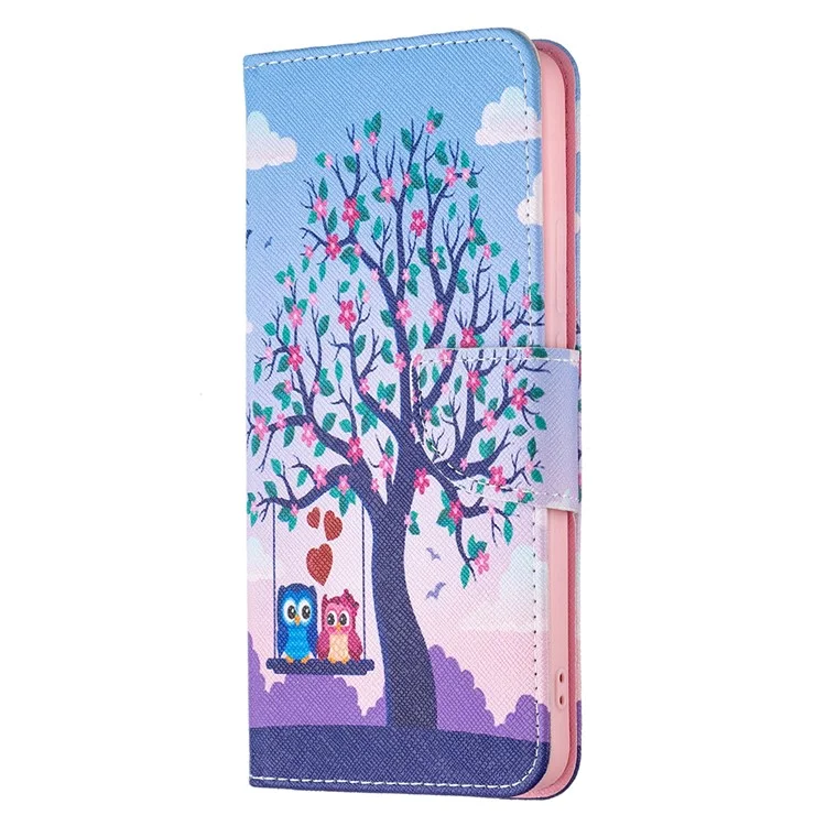 Modèle D'impression Anti-folio Flip en Cuir Stand Portefeuille Portefeuille Pour Xiaomi Redmi Note 11 Pro + 5g / Redmi Note 11 Pro 5g (chine) (MediaTek) - Deux Hiboux