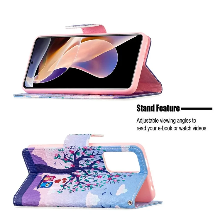 Funda de Billetera con Tapa de Piel y Soporte Giratorio para Xiaomi Redmi Note 11 Pro+ 5G/Redmi Note 11 Pro 5G (China) (MediaTek) - Dos Búhos