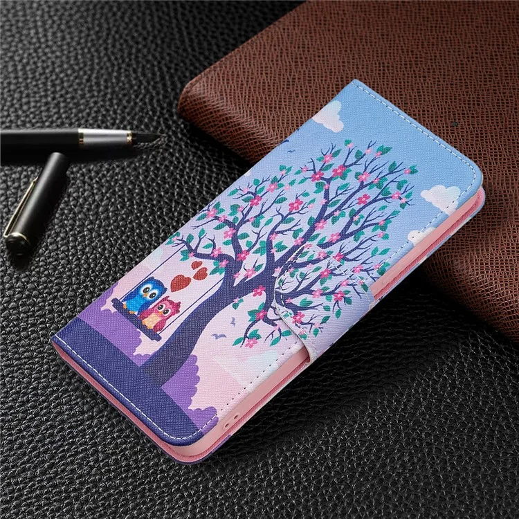 Modèle D'impression Anti-folio Flip en Cuir Stand Portefeuille Portefeuille Pour Xiaomi Redmi Note 11 Pro + 5g / Redmi Note 11 Pro 5g (chine) (MediaTek) - Deux Hiboux