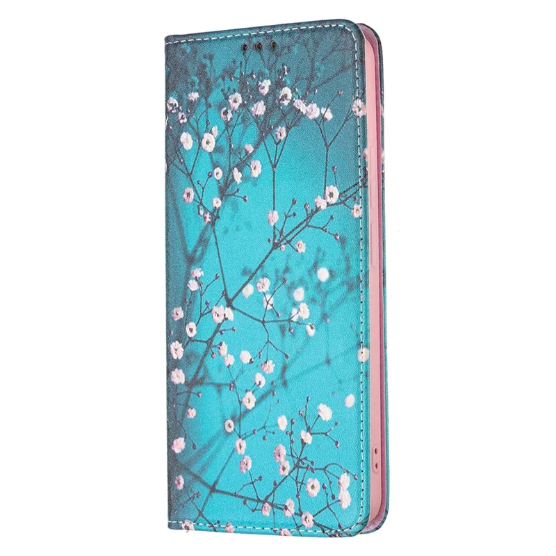 Magnetic Auto-absorbed Pattern Printing Leather Case Wallet Horizontal Viewing Stand Phone Flip Cover for Xiaomi Redmi Note 11 Pro+ 5G/Redmi Note 11 Pro 5G (China) (MediaTek) - Plum Blossom