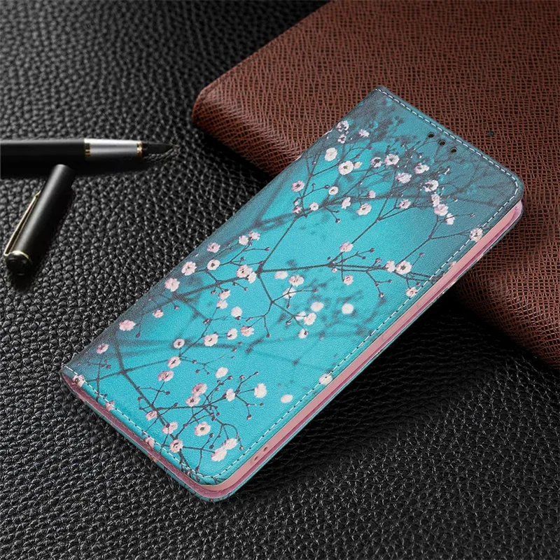 Magnetic Auto-absorbed Pattern Printing Leather Case Wallet Horizontal Viewing Stand Phone Flip Cover for Xiaomi Redmi Note 11 Pro+ 5G/Redmi Note 11 Pro 5G (China) (MediaTek) - Plum Blossom