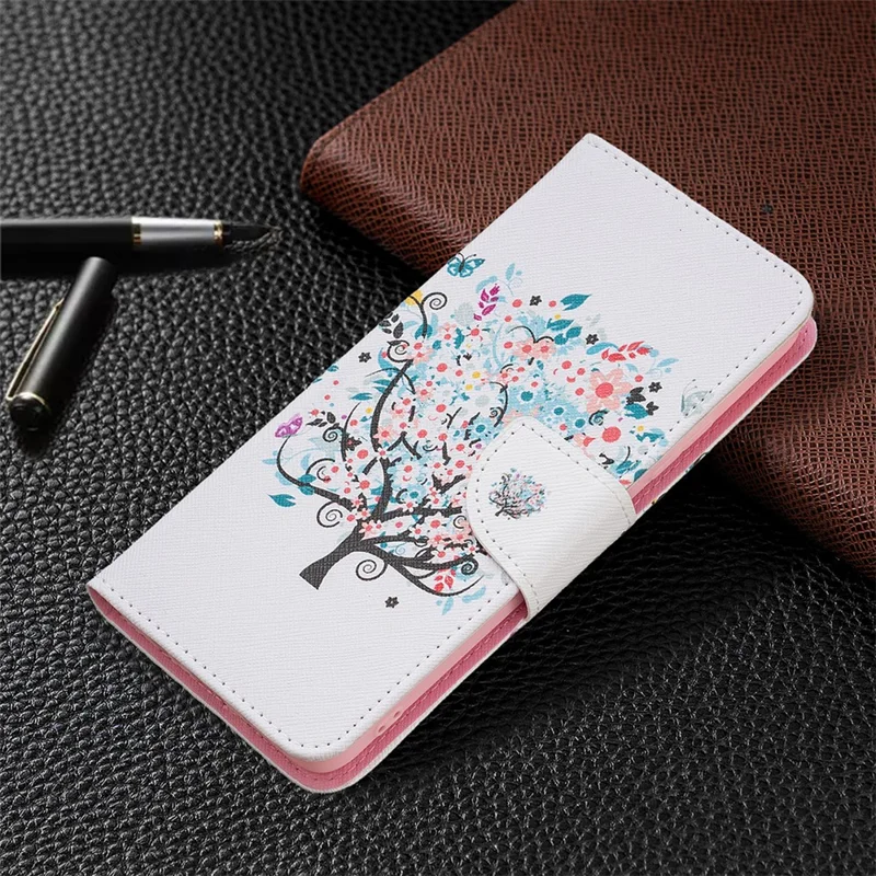 For Xiaomi Redmi Note 11 5G (China) (MediaTek)/Note 11S 5G/Note 11T 5G Pattern Printing Magnetic Clasp PU Leather Folio Flip Stand Wallet Cover Phone Case Shell - Flower Tree