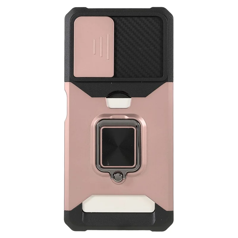 Kamera Slider PC + TPU telefonbeskyttelse med kortslot og støttefod design stødfast telebeskyttelse til Xiaomi Redmi Note 11 5G (Kina) (MediaTek)/Note 11S 5G/Note 11T 5G - Rosenød