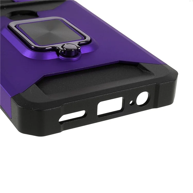 Camera Slider PC + TPU Phone Case Card Slot and Kickstand Design Shockproof Phone Cover for Xiaomi Redmi Note 11 5G (China) (MediaTek)/Note 11S 5G/Note 11T 5G - Purple