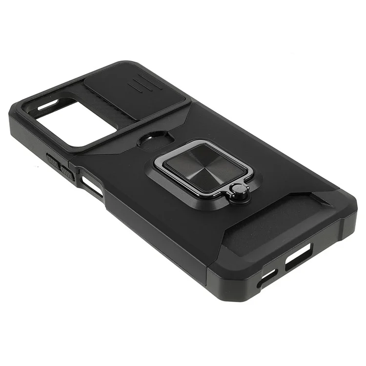 Kamera-schieberegler Anti-fall-schutz PC + Tpu-telefonkartenkarte Und Kickstand-design-telefonabdeckung Für Xiaomi Redmi Note 11 Pro 5G (China) (MediaTek)/Note 11 Pro + 5G - Schwarz