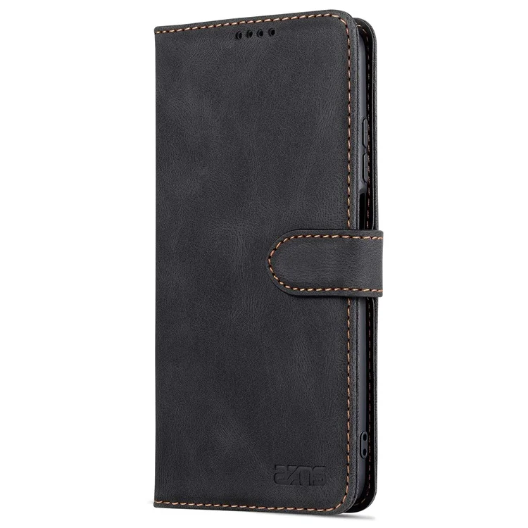 AZNS Magnetic -verschluss PU Leder Flip Wallet Hülle Ständer Schockdes TPU Innere Shell Telefonabdeckung Für Xiaomi Poco M4 Pro 5g / Redmi Anmerkung 11 5G (China) (MediaTek) - Schwarz