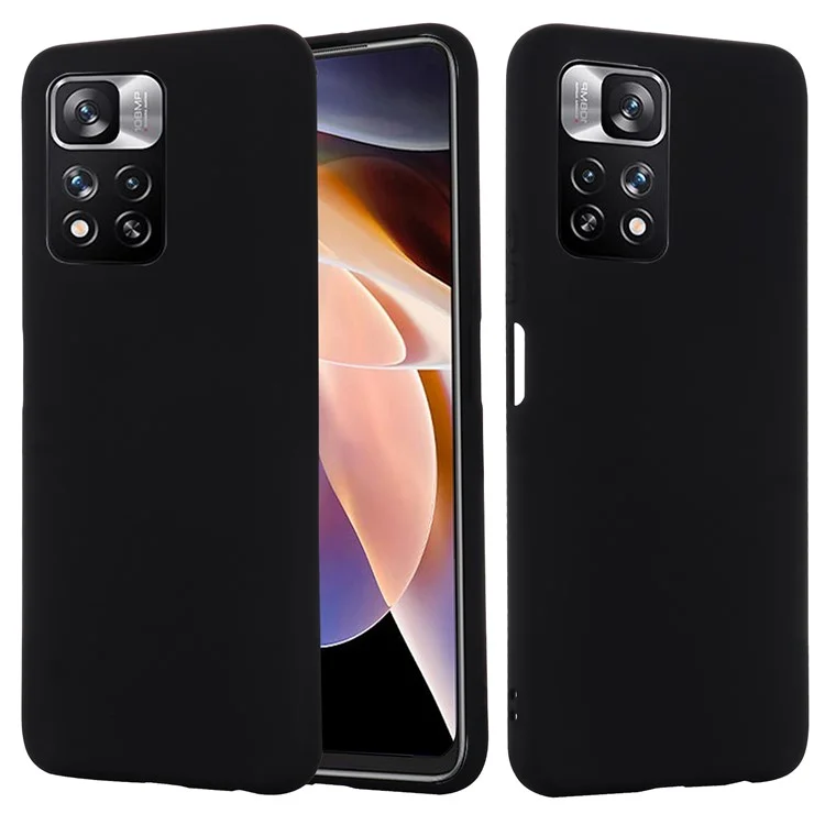 Smooth Touch Liquid Silicona Delgada de Microfibra Suave Case Protector Con Correa Para Xiaomi Redmi Note 11 Pro 5G (China) (MediaTek)/11 Pro+ 5G - Negro