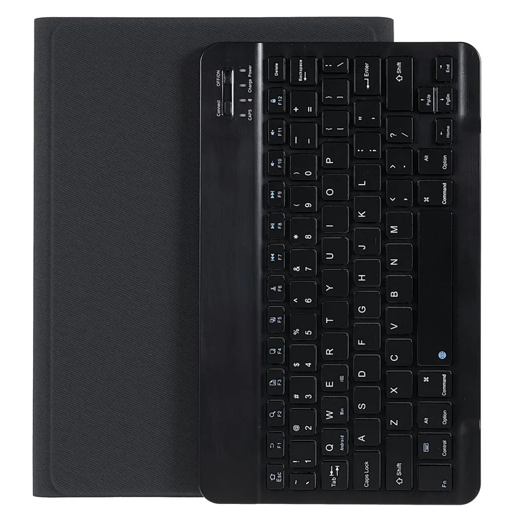 For Xiaomi Pad 5/Pad 5 Pro Pen Slot Design Tablet Protective Stand Case Cloth Texture Leather Cover + Wireless Bluetooth-compatible Keyboard - Black
