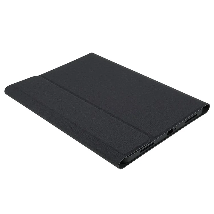 For Xiaomi Pad 5/Pad 5 Pro Pen Slot Design Tablet Protective Stand Case Cloth Texture Leather Cover + Wireless Bluetooth-compatible Keyboard - Black