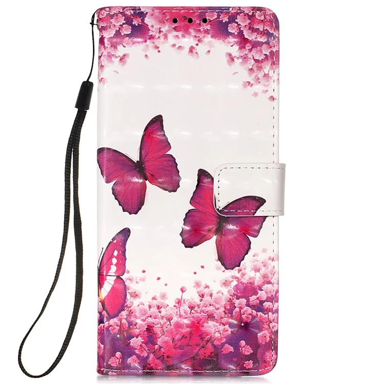 Custodia protettiva in pelle con stampa 3D, supporto e cinturino da polso per Xiaomi Redmi Note 11 Pro+ 5G/Redmi Note 11 Pro 5G (Cina) (MediaTek) - Rosa rosso farfalla