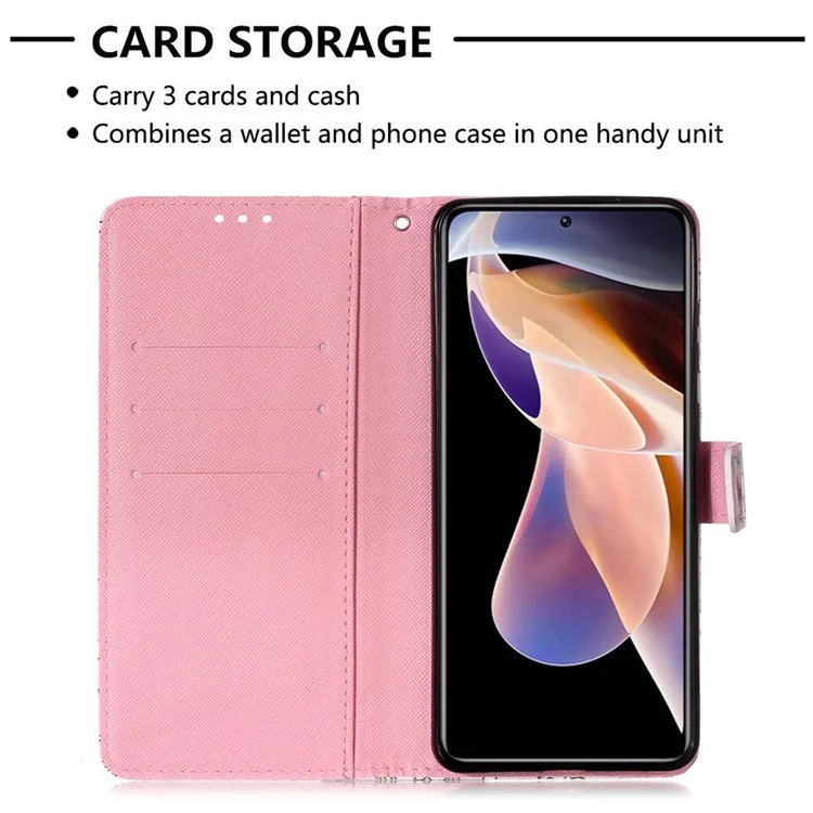 3D Pattern Printing Wallet PU Leather Phone Case with Strap for Xiaomi Redmi Note 11 Pro+ 5G / Note 11 Pro 5G (China) (Mediatek) - Flower