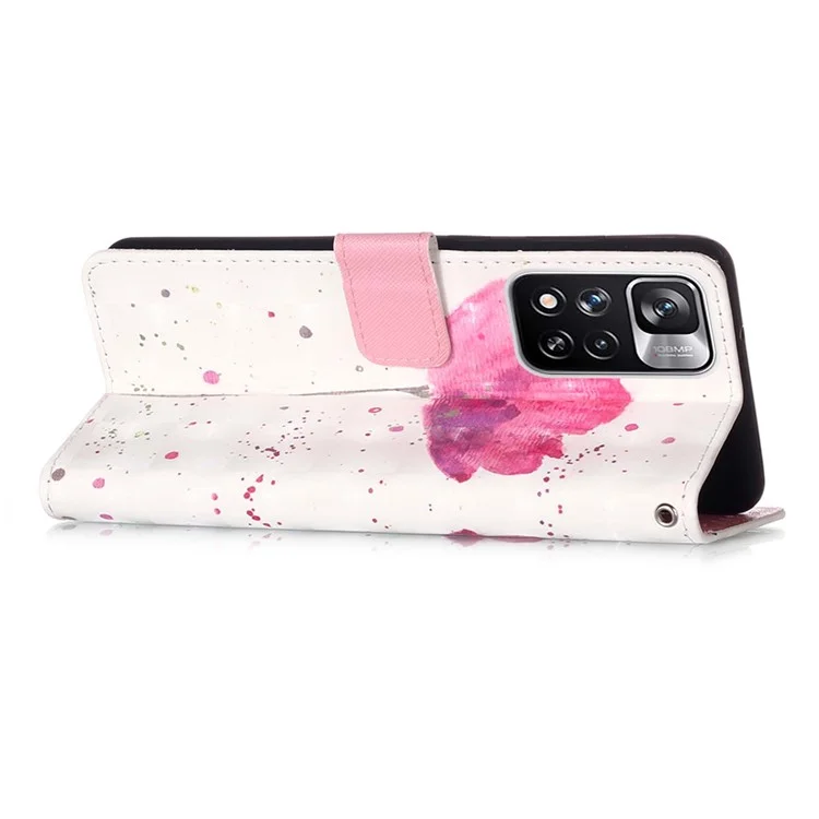 3D Pattern Printing Wallet PU Leather Phone Case with Strap for Xiaomi Redmi Note 11 Pro+ 5G / Note 11 Pro 5G (China) (Mediatek) - Flower