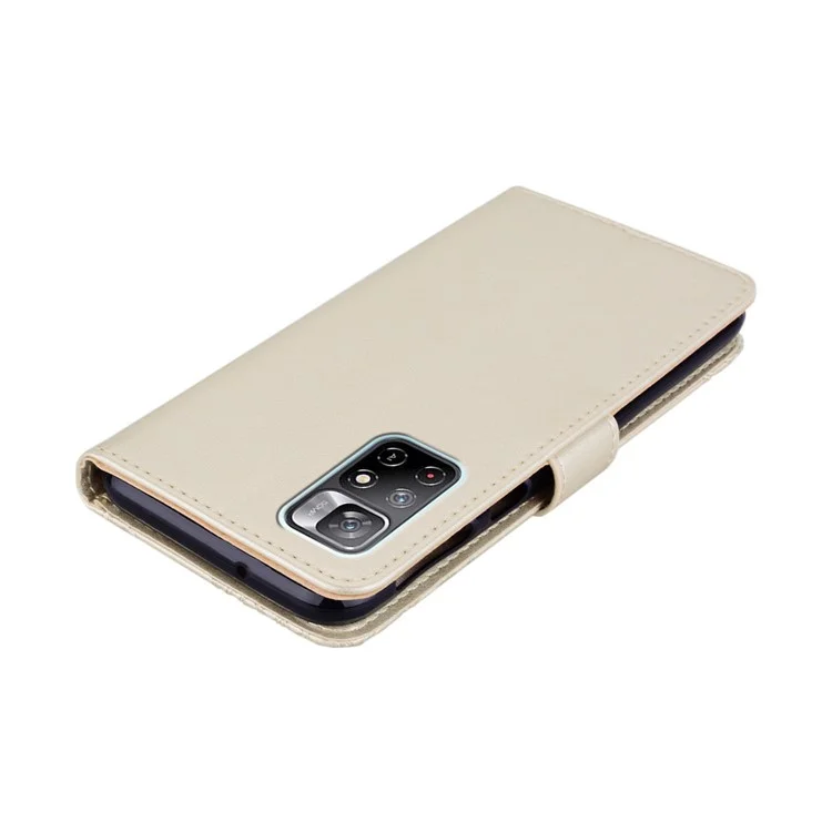 Custodia Per Telefono Cellulare Decorazione Decorazione Strass Flip PU Custodia a Chiusura Magnetica in Pelle Compatibile Per Xiaomi Redmi Nota 11 5G (cina) (mediatiatek)/redmi Nota 11t 5g/nota 11S 5G Wallet Stand Owl Floro Shelch Shell Exprinted Telefono Conchiglia - Oro