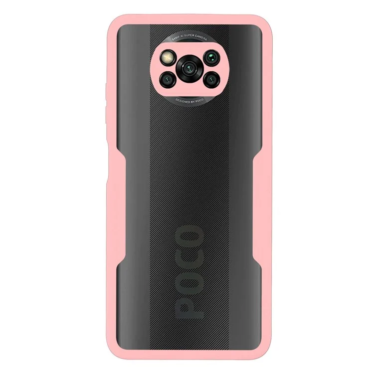 Camera Protection Hybrid Acrylic + TPU Phone Case Shell with PET Screen Protector for Xiaomi Poco X3 NFC/Poco X3 Pro/Poco X3 - Pink