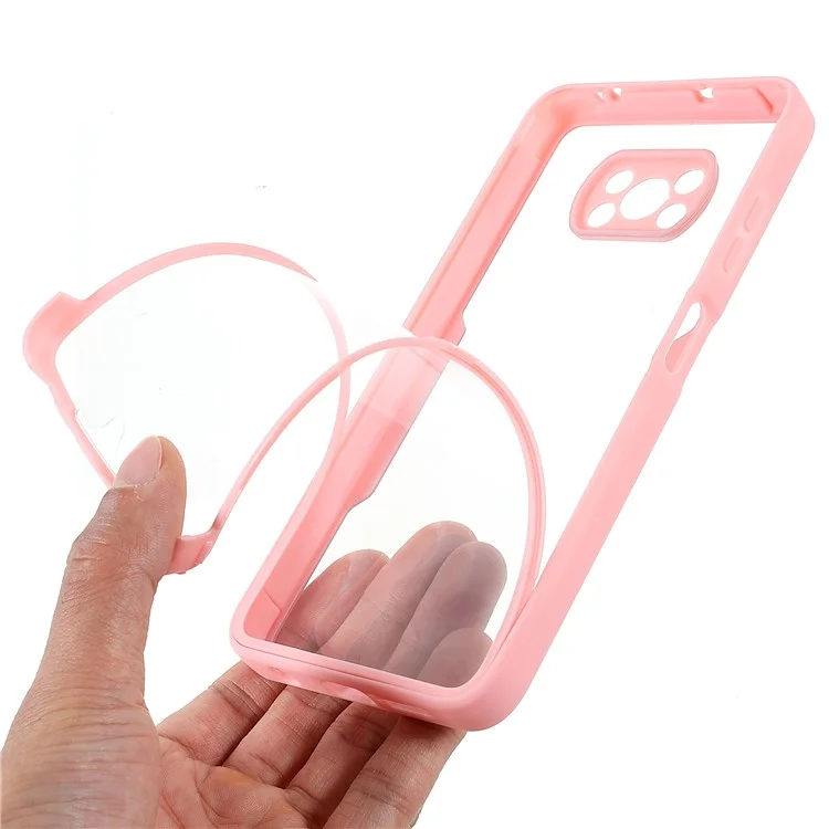 Camera Protection Hybrid Acrylic + TPU Phone Case Shell with PET Screen Protector for Xiaomi Poco X3 NFC/Poco X3 Pro/Poco X3 - Pink