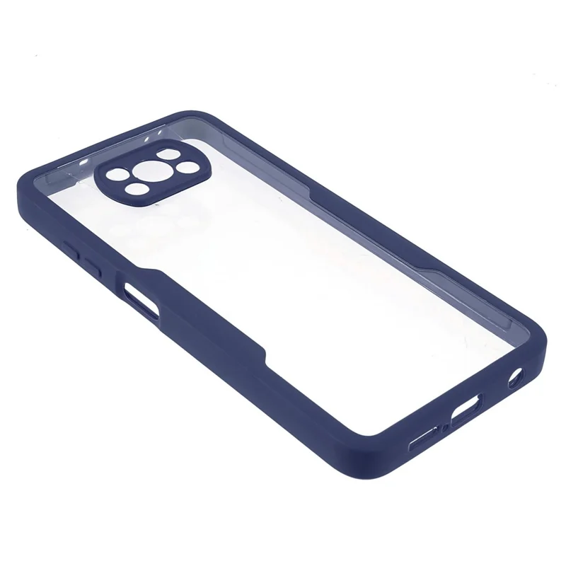 Camera Protection Hybrid Acrylic + TPU Phone Case Shell with PET Screen Protector for Xiaomi Poco X3 NFC / Poco X3 Pro / Poco X3 - Navy Blue