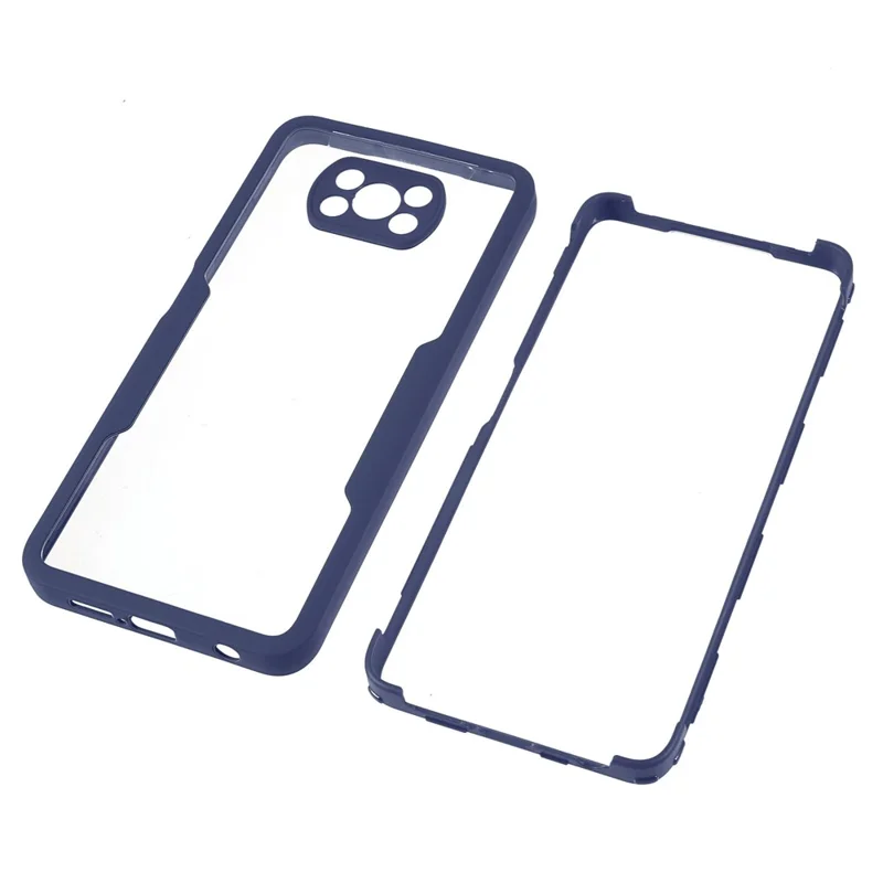 Camera Protection Hybrid Acrylic + TPU Phone Case Shell with PET Screen Protector for Xiaomi Poco X3 NFC / Poco X3 Pro / Poco X3 - Navy Blue