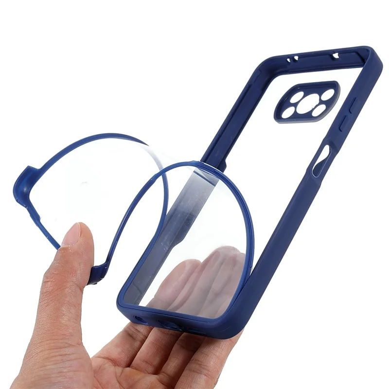 Camera Protection Hybrid Acrylic + TPU Phone Case Shell with PET Screen Protector for Xiaomi Poco X3 NFC / Poco X3 Pro / Poco X3 - Navy Blue