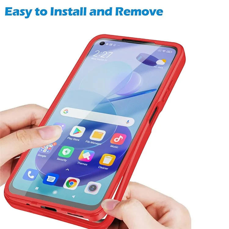 Scratch-resistant Phone Case PET Screen Protector + Acrylic Back Panel + TPU Frame Cover for Xiaomi Mi 11 Lite 4G/5G / 11 Lite 5G NE - Red