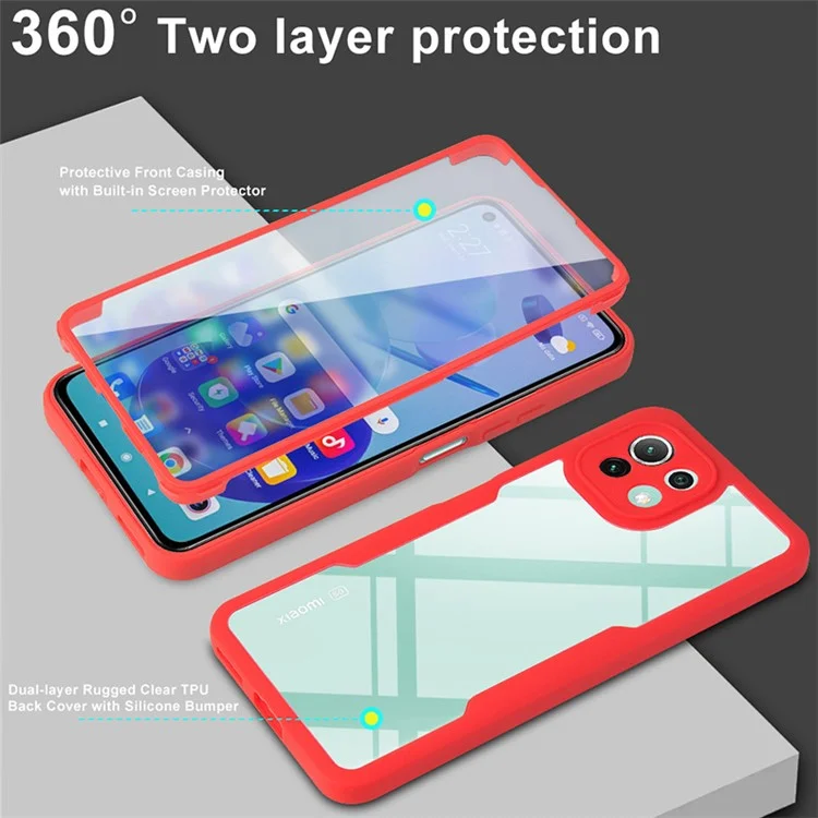 Scratch-resistant Phone Case PET Screen Protector + Acrylic Back Panel + TPU Frame Cover for Xiaomi Mi 11 Lite 4G/5G / 11 Lite 5G NE - Black