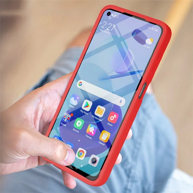 Scratch-resistant Phone Case PET Screen Protector + Acrylic Back Panel + TPU Frame Cover for Xiaomi Mi 11 Lite 4G/5G / 11 Lite 5G NE - Navy Blue