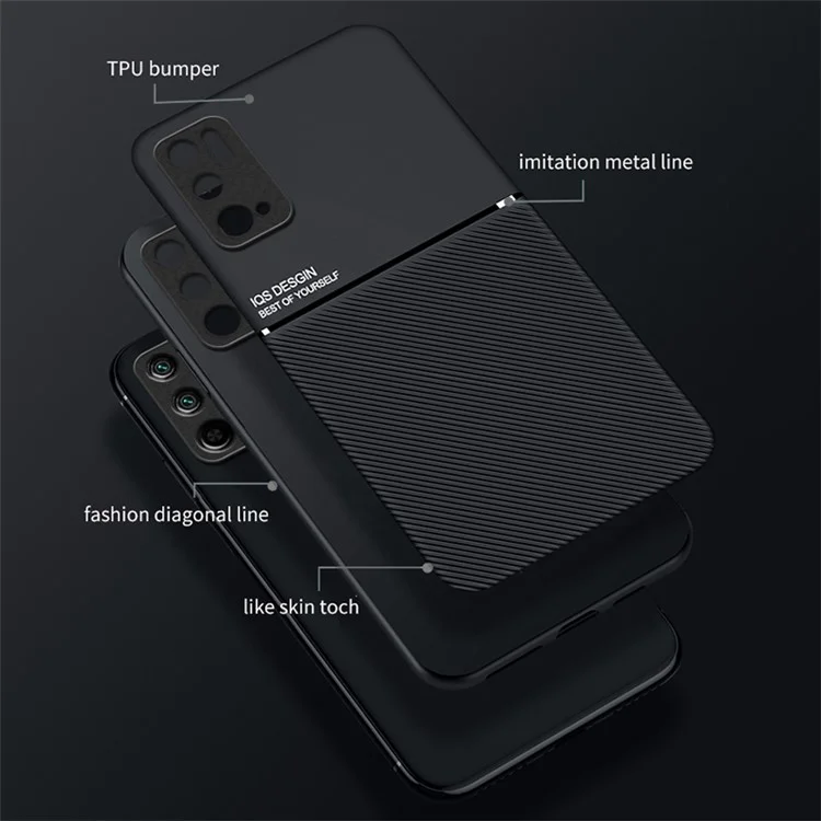 Geprägte Anti-Drop-Handyhülle aus TPU + PU-Leder mit schockabsorbierendem Schutz für Xiaomi Redmi Note 10 5G/Note 10T 5G/Poco M3 Pro 4G/5G - Schwarz