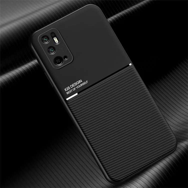 Geprägte Anti-Drop-Handyhülle aus TPU + PU-Leder mit schockabsorbierendem Schutz für Xiaomi Redmi Note 10 5G/Note 10T 5G/Poco M3 Pro 4G/5G - Schwarz