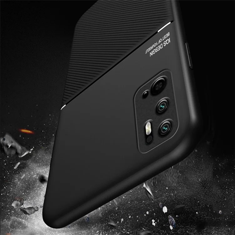 Geprägte Anti-Drop-Handyhülle aus TPU + PU-Leder mit schockabsorbierendem Schutz für Xiaomi Redmi Note 10 5G/Note 10T 5G/Poco M3 Pro 4G/5G - Schwarz