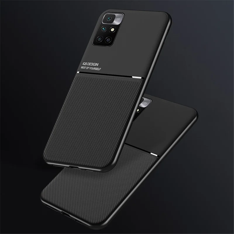 Anti-shock Phone Bag Case TPU Phone Shell PU Leather Shockproof Phone Cover with Built-in Magnetic Metal Sheet for Xiaomi Redmi Note 11 4G (MediaTek)/Redmi 10 4G (2021)/Redmi 10 2022 4G - Blue