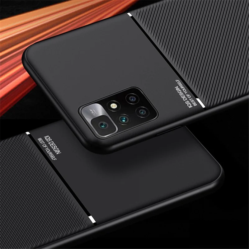 Anti-shock Phone Bag Case TPU Phone Shell PU Leather Shockproof Phone Cover with Built-in Magnetic Metal Sheet for Xiaomi Redmi Note 11 4G (MediaTek)/Redmi 10 4G (2021)/Redmi 10 2022 4G - Blue