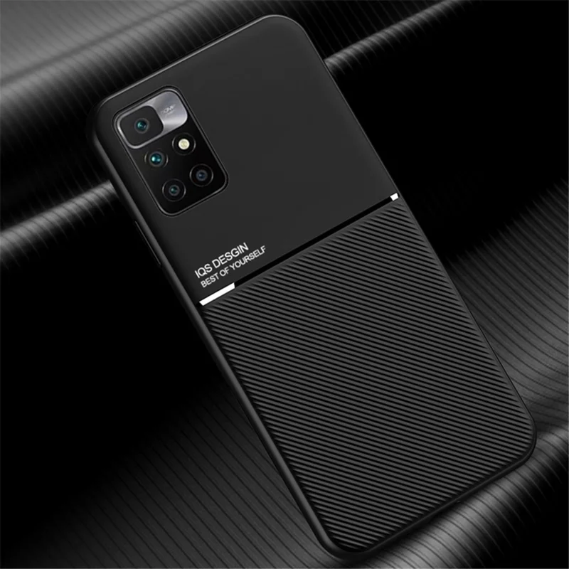 Anti-shock Phone Bag Case TPU Phone Shell PU Leather Shockproof Phone Cover with Built-in Magnetic Metal Sheet for Xiaomi Redmi Note 11 4G (MediaTek)/Redmi 10 4G (2021)/Redmi 10 2022 4G - Blue