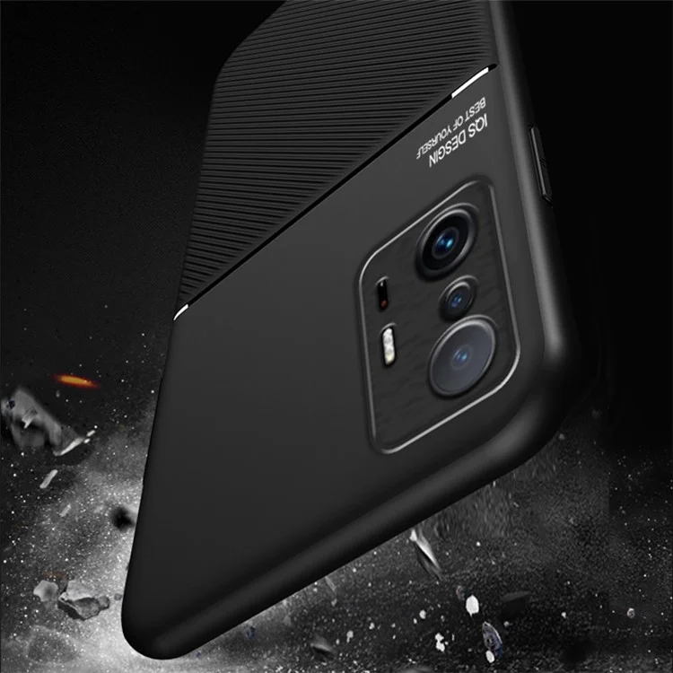 Custodia Per Borsa Per Cellulare Testurizzata TPU + PU Coperchio Del Telefono Schochettura PU Con Lamiera in Metallo Magnetico Integrato Per Xiaomi 11t Pro / Xiaomi 11t - Nero