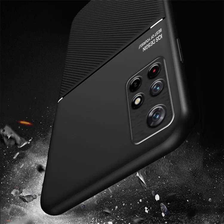Anti-fingerprint Dustproof Mobile Phone Case TPU + PU Leather Shockproof Phone Cover with Built-in Magnetic Metal Sheet for Xiaomi Redmi Note 11 5G (China) (MediaTek)/Redmi Note 11T 5G/Note 11S 5G - Black