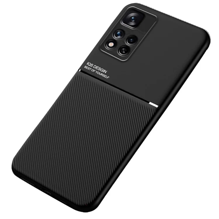 Étui de Téléphone Mobile TPU + PU Couvercle de Téléphone en Cuir en Cuir Avec Feuille de Métal Magnétique Intégré Pour Xiaomi Redmi Note 11 Pro + 5G / Note 11 Pro 5G (chine) (MediaTek) - le Noir