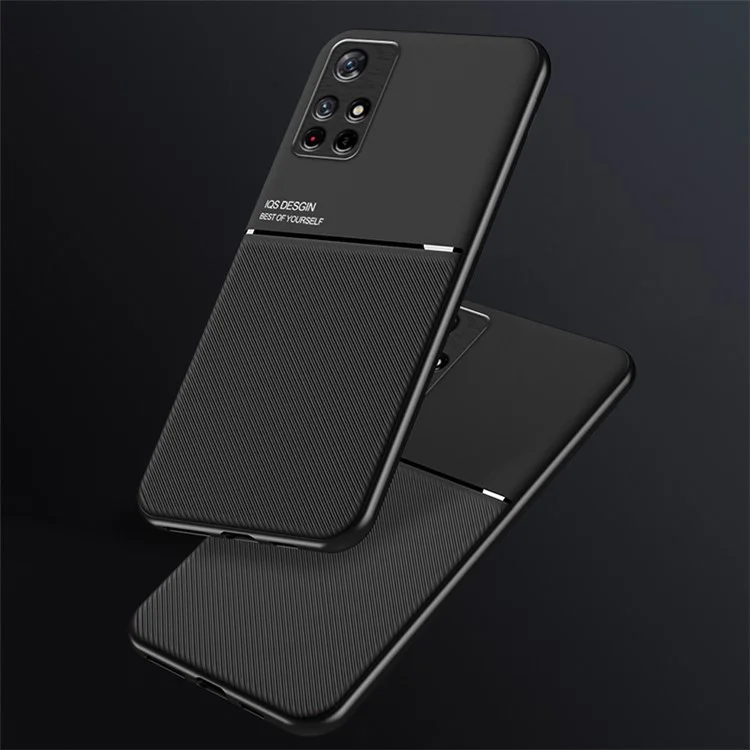 Étui de Téléphone Mobile TPU + PU Couvercle de Téléphone en Cuir en Cuir Avec Feuille de Métal Magnétique Intégré Pour Xiaomi Redmi Note 11 Pro + 5G / Note 11 Pro 5G (chine) (MediaTek) - le Noir