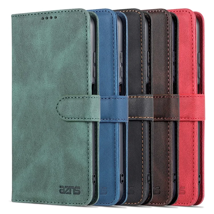 AZNS Leather Case Scratch-resistant Wallet Stand Phone Cover for Xiaomi Poco M3 Pro 4G/5G/Redmi Note 10 5G/Redmi Note 10T 5G - Black