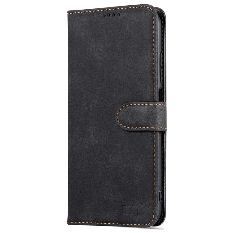 AZNS Leather Case Scratch-resistant Wallet Stand Phone Cover for Xiaomi Poco M3 Pro 4G/5G/Redmi Note 10 5G/Redmi Note 10T 5G - Black