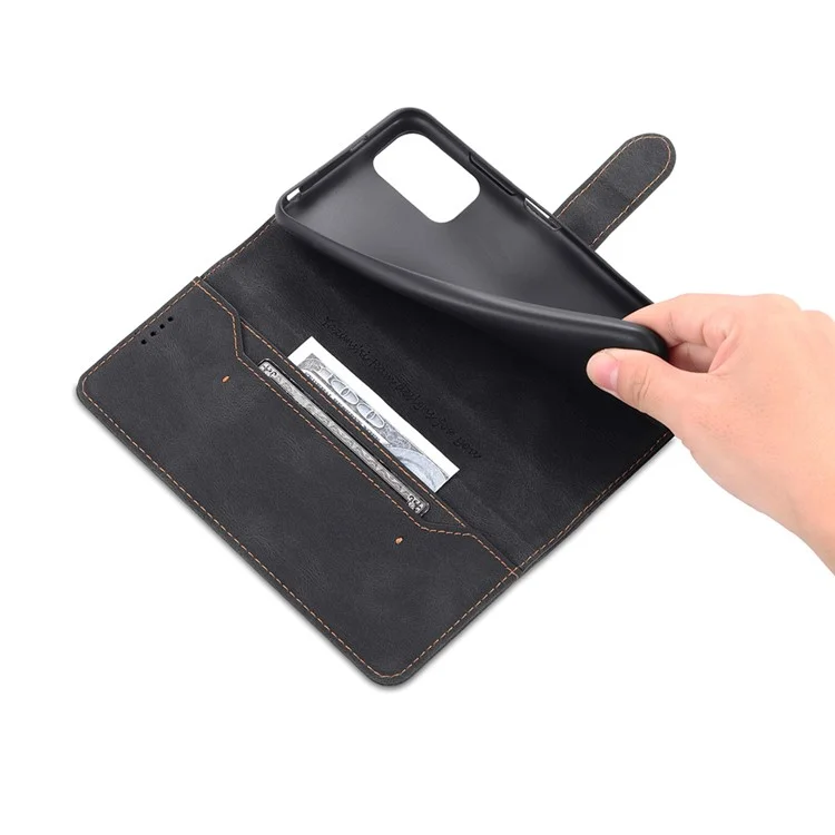 AZNS Leather Case Scratch-resistant Wallet Stand Phone Cover for Xiaomi Poco M3 Pro 4G/5G/Redmi Note 10 5G/Redmi Note 10T 5G - Black