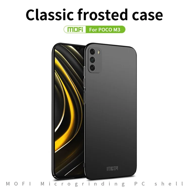 MOFI Shield Caso de Teléfono de PC Duro Ultra Delgado Finalización Mate Case de Protección Anti-drop Para Xiaomi Poco M3 - Negro