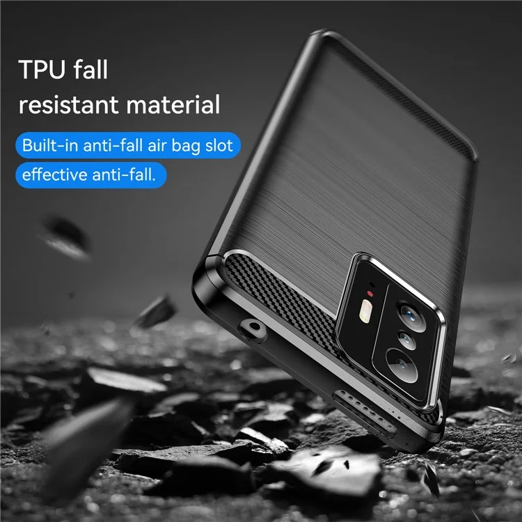 Capa traseira de celular com textura escovada em fibra de carbono de 1,8 mm, antiimpressão digital, flexível TPU para Xiaomi 11T Pro/11T - Preto