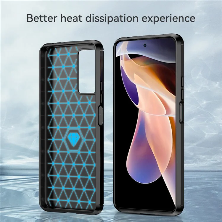 1.8mm Carbon Fiber Anti-fingerprint Brushed Texture Flexible TPU Drop-proof Cell Phone Cover for Xiaomi Redmi Note 11 Pro 5G (China) (MediaTek)/Note 11 Pro+ 5G - Black