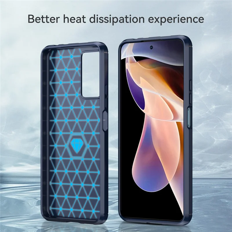 1.8mm Carbon Fiber Anti-fingerprint Brushed Texture Flexible TPU Drop-proof Cell Phone Cover for Xiaomi Redmi Note 11 Pro 5G (China) (MediaTek)/Note 11 Pro+ 5G - Blue