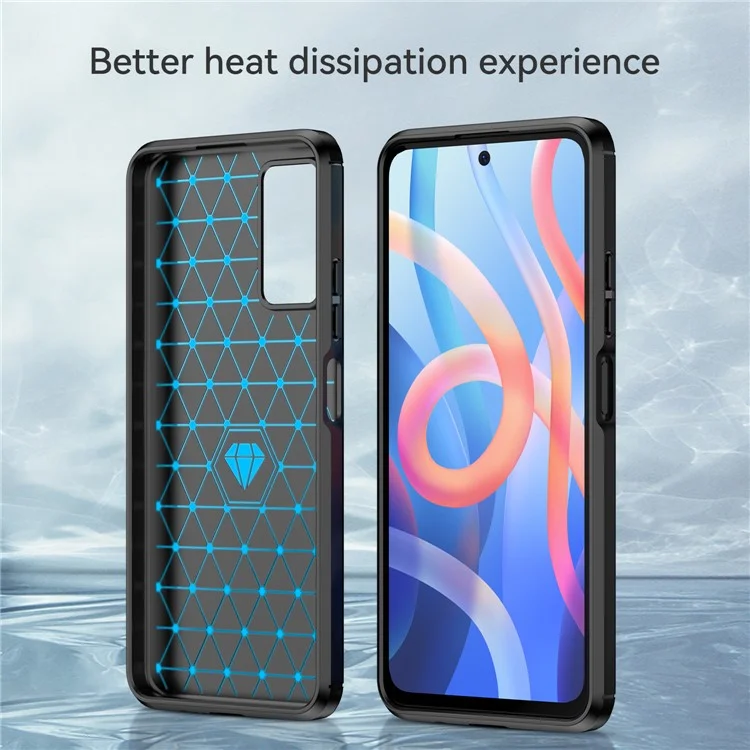 Capa de Telefone de Textura de Carbono Escovada TPU Protegida Contra Quedas de 1,8 mm para Xiaomi Redmi Note 11 5G (China) (MediaTek)/Redmi Note 11T 5G/Note 11S 5G - Preto